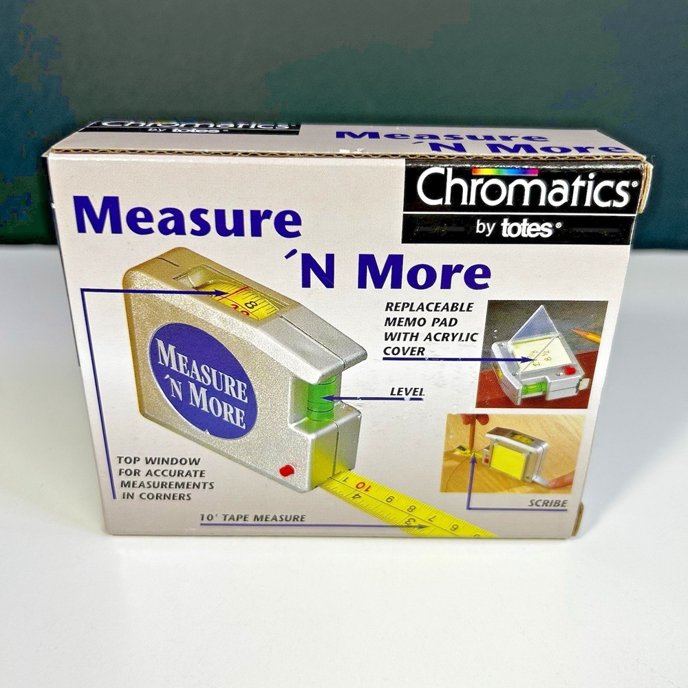 Chromatics by Totes‎ Measure N More 10ft Tape Measure Level Scribe Memo Pad NOS